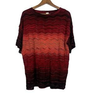Missoni M Signature Red Oversize Tunic Top Short Sleeve Draped - XL
